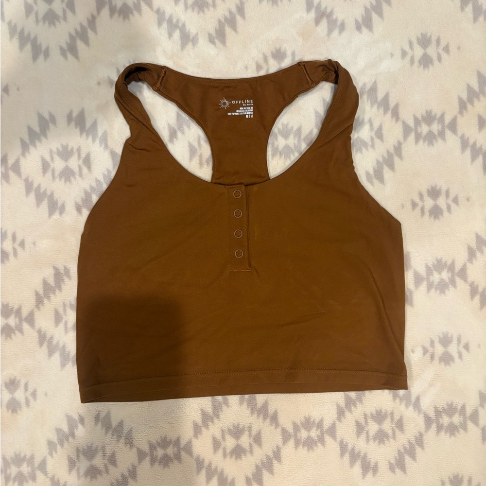 OFFLINE by Aerie | Brown Henley Bra Top | Size M
